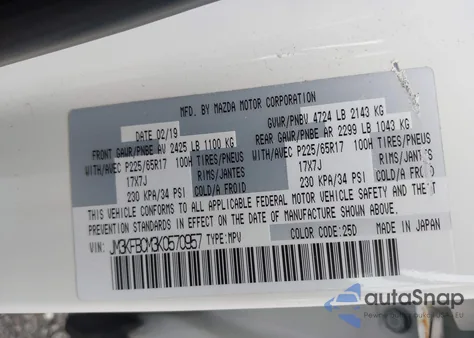 2019 Mazda Cx-5 Touring z USA, uszkodzony, nr VIN JM3KFBCM3K0570957